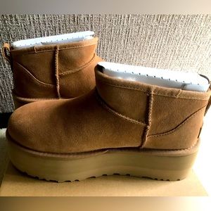Authentic New Ugg Ultra Mini Platform Boots Women’s Sz 9, Sought after Chestnut!